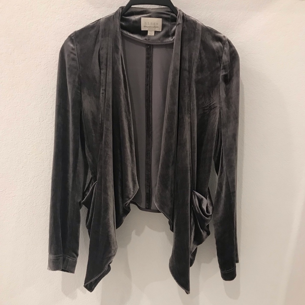 Hinge Velvet Drape Cardigan